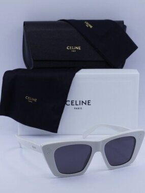 Celine CL40187I 25A Cat Eye Sunglasses - White/Dark Grey